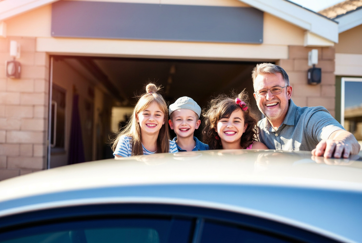 Family enjoying a clean car at Super Shine in Rockwall, TX